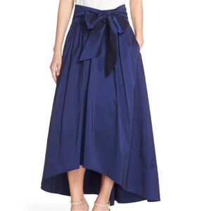 Eliza J Navy Blue Taffeta Ballroom High Low Midi Skirt